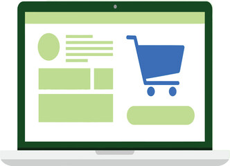 Vector illustration, laptop, computer, interface web, UI, UX, transparent background, cart, shopping online, ecommerce