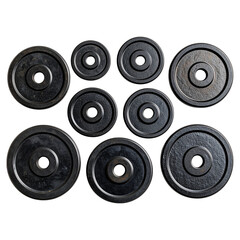 Weight Plates Set Gym Equipment Iron Plates Fitness Tools Strength on transparent background