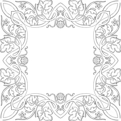 Elegant ornamental frame with vintage filigree and classic decorative flourishes. A sophisticated square border design element isolated on a white background.