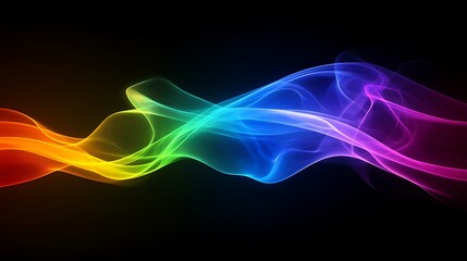 Obraz premium Abstract rainbow smoke waves on black background