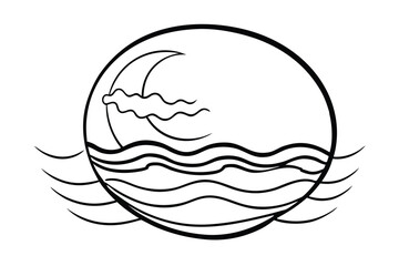 Moon In Waves Over Ocean