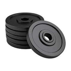 Black Weight Plates Stack Fitness Training Gym Equipment Workout Exercise on transparent background