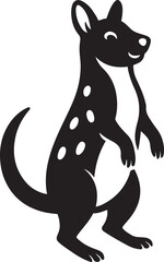 Black quoll on white background with spots, Marsupial vector with silhouette design