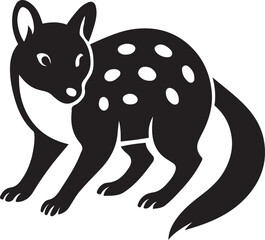 Simple quoll silhouette on white with dots, Spotted marsupial vector clean style