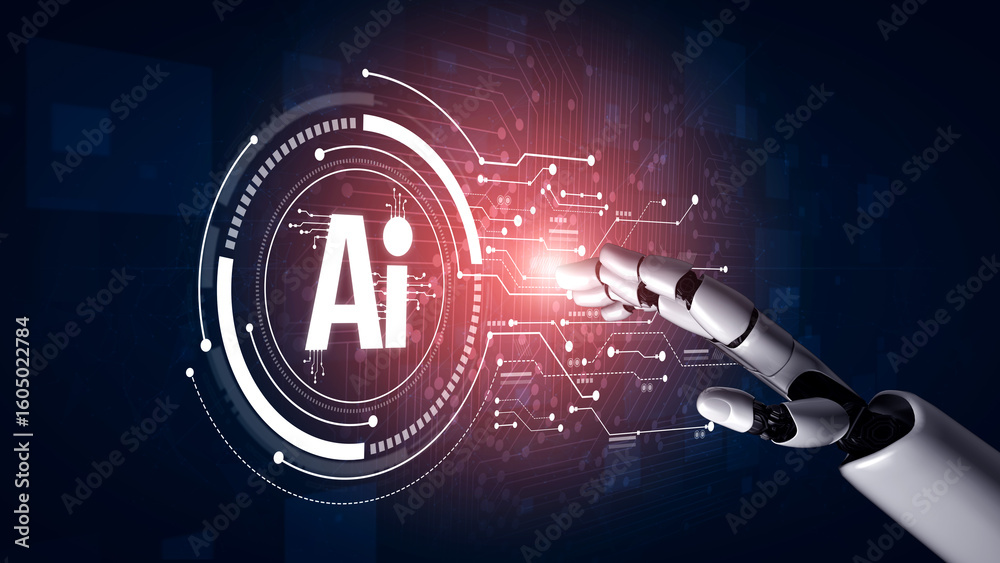 Poster ai assistant brain processor with llm technology, big data, machine learning, generative ai for busi