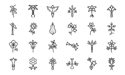 Bundle of Botanical and Feminine Line Art Icons — Uterus, Flowers, Herbal Elements in Minimal Vector Style for Feminist, Medical & Nature Themes