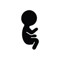 Human fetus icon or newborn and unborn baby silhouette isolated on white background. Vector illustration