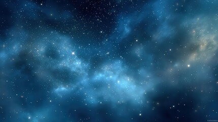 Starry night sky with clouds and twinkling stars, showcasing galaxies and cosmic dust in deep blue tones, inspiring wonder for stargazing and celestial-themed designs.