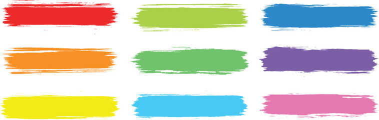 Acrylic-style paint swatches with bold black and vivid color brush strokes—ideal for highlighting, underlining, or adding artistic texture in posters or digital graphics.