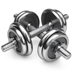 Chrome Dumbbell Set Weightlifting Strength Training Equipment Fitness Gym on transparent background
