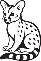 Obraz premium Clean black and white quoll tail silhouette, Spotted animal graphic line drawing
