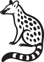 Graphic quoll vector black and white design, Spotted tail marsupial silhouette artwork