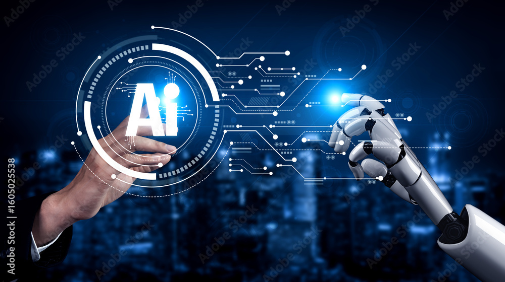 Poster ai assistant brain processor with llm technology, big data, machine learning, generative ai for busi