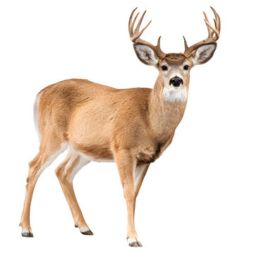 White-tailed Deer Buck, isolated on white background