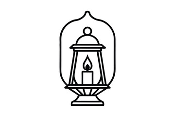Lantern Icons With Candle Light Vintage Flat Design