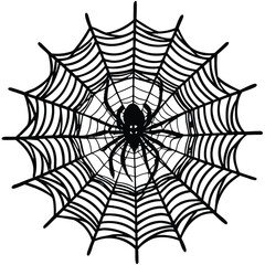 Obraz premium Spider web with arachnid black silhouette