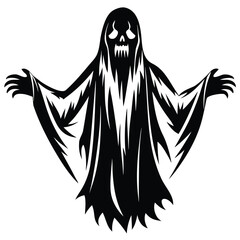 Obraz premium Spooky ghost with wide open arms halloween black