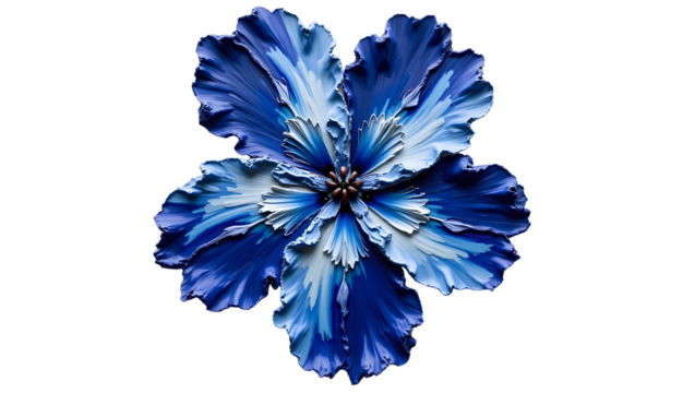  Impasto floral isolate: top view blue iris without stem for decorative use