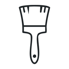 Minimalist black line paintbrush icon on white background for diy projects. Vector illustration