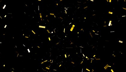Gold confetti on black background