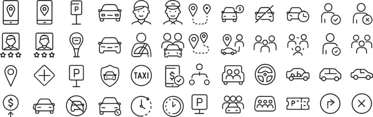 Diverse Transportation and User Interface Icon Set for Mobile App Design