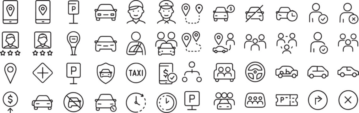 Diverse Transportation and User Interface Icon Set for Mobile App Design