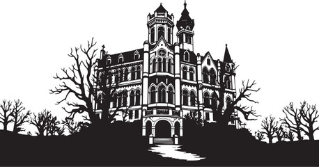 Obraz premium Drawing of a historic building with classical architecture, isolated on a white background. Classical architecture vector.