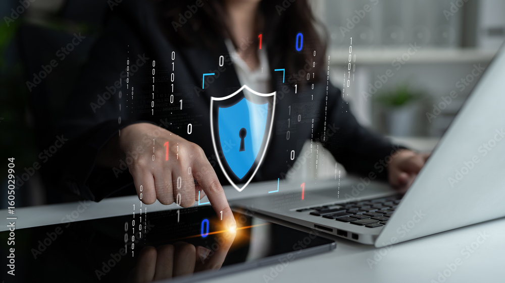 Wall mural cyber security protects against breaches, hacks, and network attacks using strong infrastructure and
