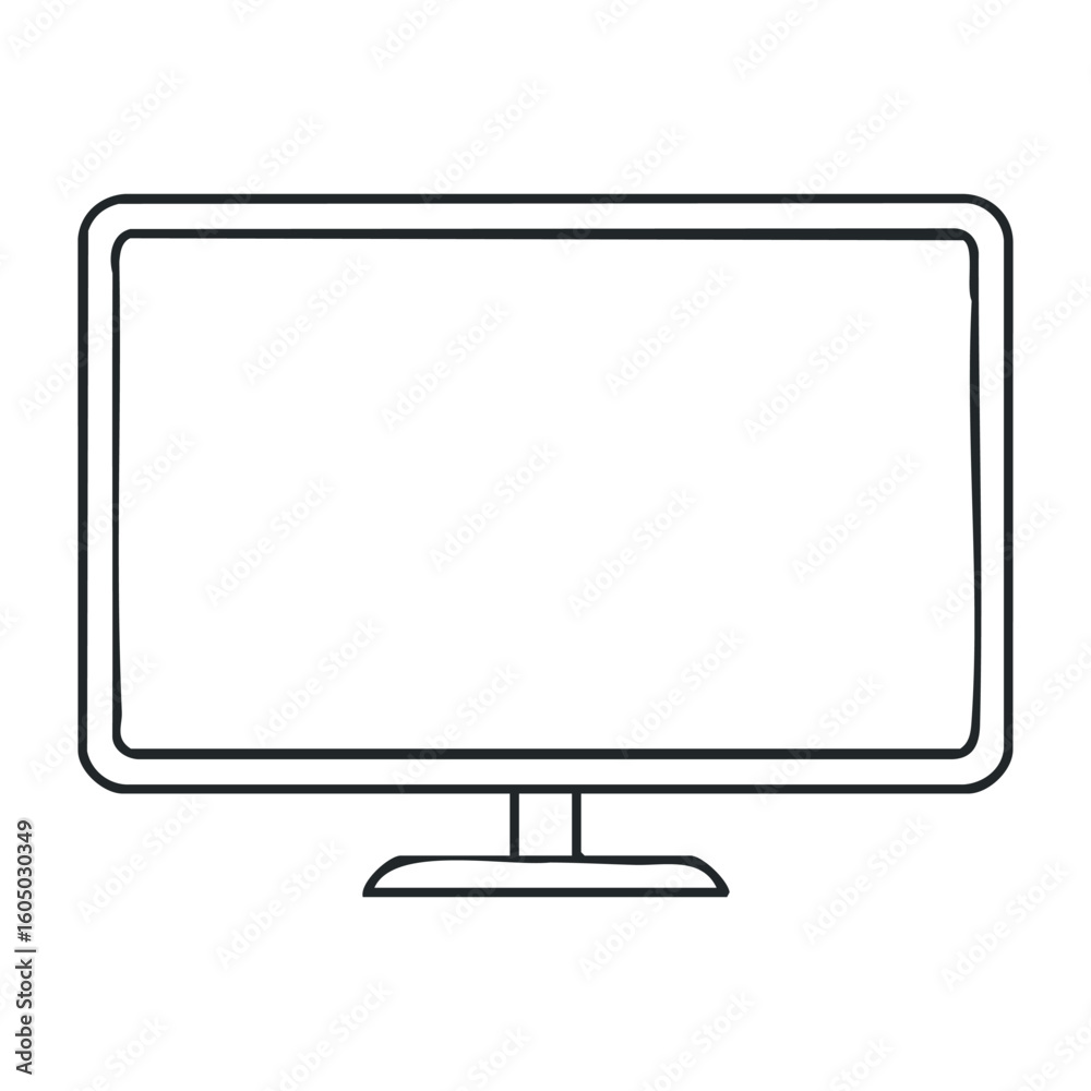 Fototapete minimalist computer monitor outline vector drawing with simple design. vector illustration