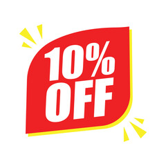 10% Off Red Badge – 10% Discount Sticker for Sales, Offers, and Promotions
