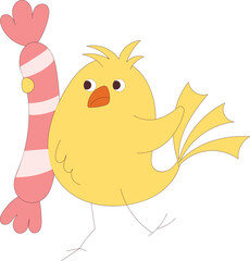 Cute cartoon chickens. Funny chick. Hand drawn characters isolated on white background. Vector illustration.