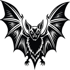 Obraz premium Black bat flying with wide wings silhouette