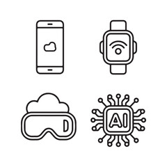 Clean Line Art Icons of Smart Technology