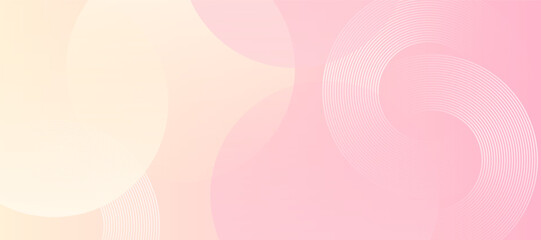 Abstract hafltone background. Minimalist banner background, pastel colorful, pink and yellow gradations. Circle effect style geometric, Modern circle lines pattern.