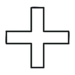 Obraz premium Bold black outline of a cross on white background. Vector illustration