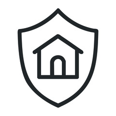 Obraz premium Home protection icon with shield symbolizing security and safety. Vector illustration
