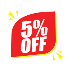 5% Off Red Badge – 5% Discount Sticker for Sales, Offers, and Promotions