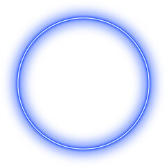 Vibrant Electric Blue Neon Circle Frame on Transparent Background