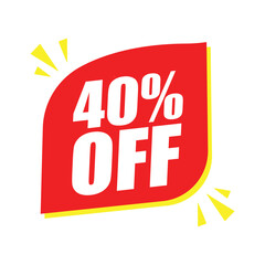 40% Off Red Badge – 40% Discount Sticker for Sales, Offers, and Promotions