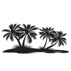 Palm Tree Island Silhouette Clipart