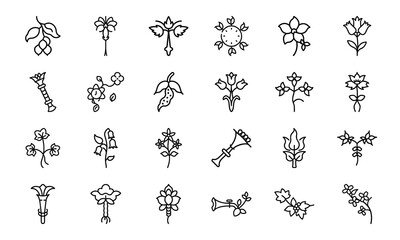 Bundle of Botanical and Feminine Line Art Icons — Uterus, Flowers, Herbal Elements in Minimal Vector Style for Feminist, Medical & Nature Themes