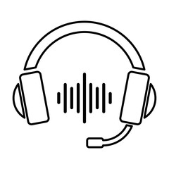 Outlined headphones symbol, vector format, transparent background