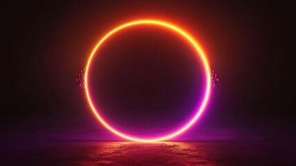 Fototapeta premium Neon circle graphic on dark background