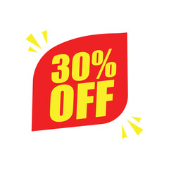 30% Off Red Badge – 30% Discount Sticker for Sales, Offers, and Promotions