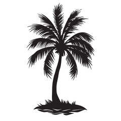 Palm Tree Island Silhouette Clipart