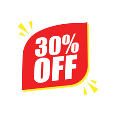 30% Off Red Badge – 30% Discount Sticker for Sales, Offers, and Promotions