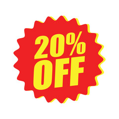 20% Off Red Badge – 20% Discount Sticker for Sales, Offers, and Promotions