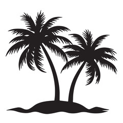 Palm Tree Island Silhouette Clipart
