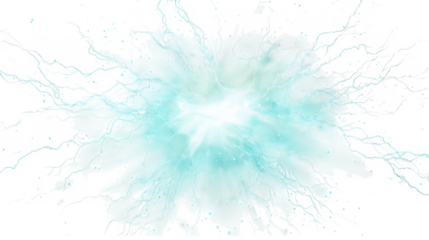 Abstract fractal explosion with glowing blue and white energy tendrils against a clean transparent background