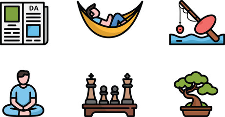 Smiling Hiker Portrait Illustration in Circle Frame Outdoor Adventure and Exploration Theme